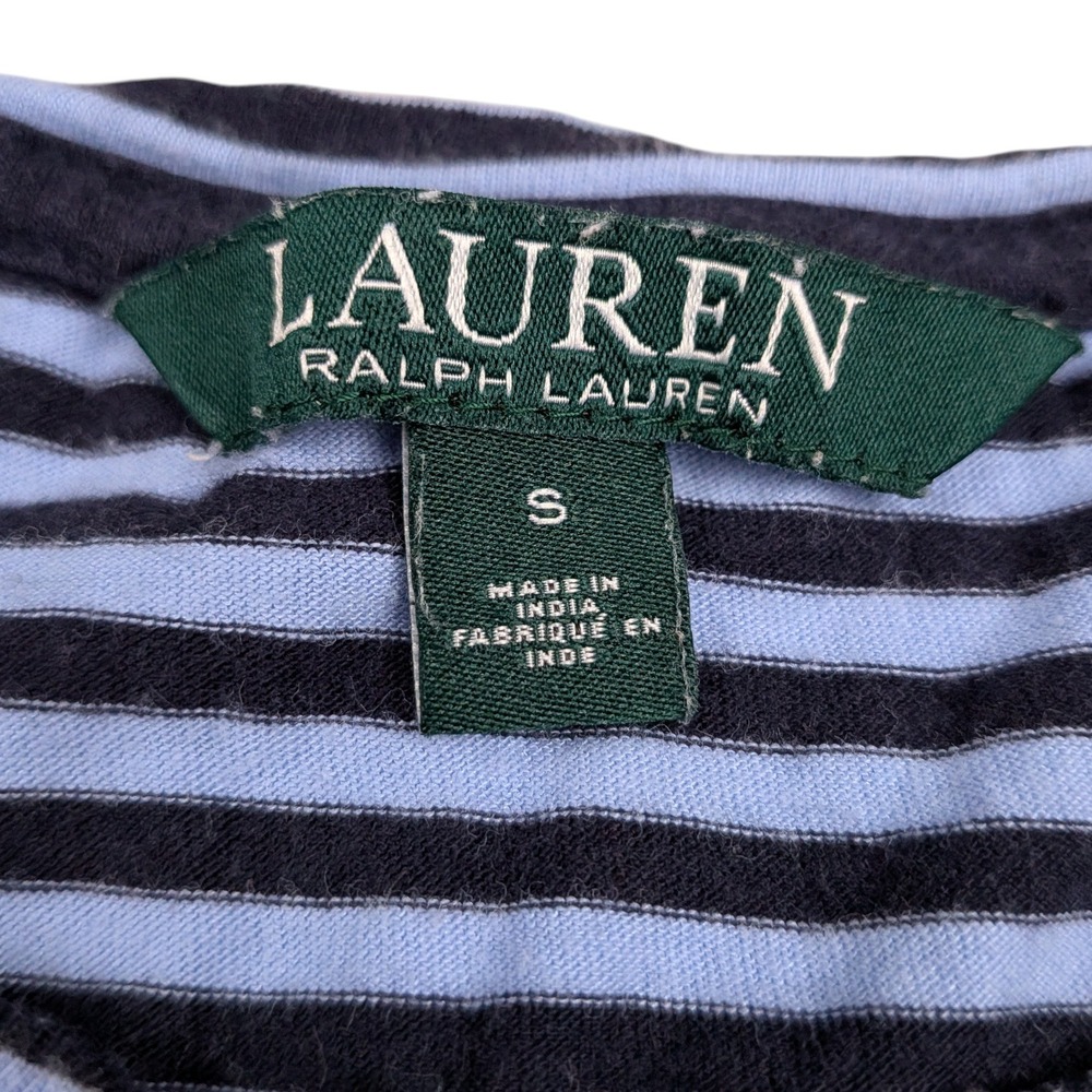 Lauren Ralph Lauren LRL Striped Crew Neck Shirt Top Women Small Blue Y2K Preppy - Picture 3 of 8